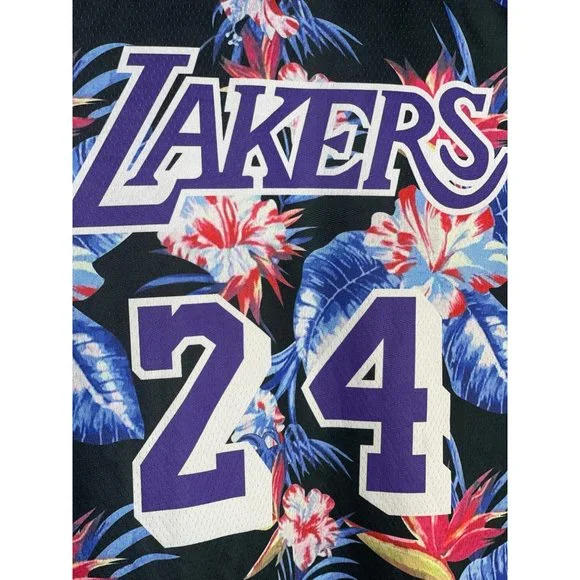 Kobe Bryant 24 LA Lakers Jersey Size 44 L Mens Floral Mitchell Ness Basketball - Picture 5 of 8